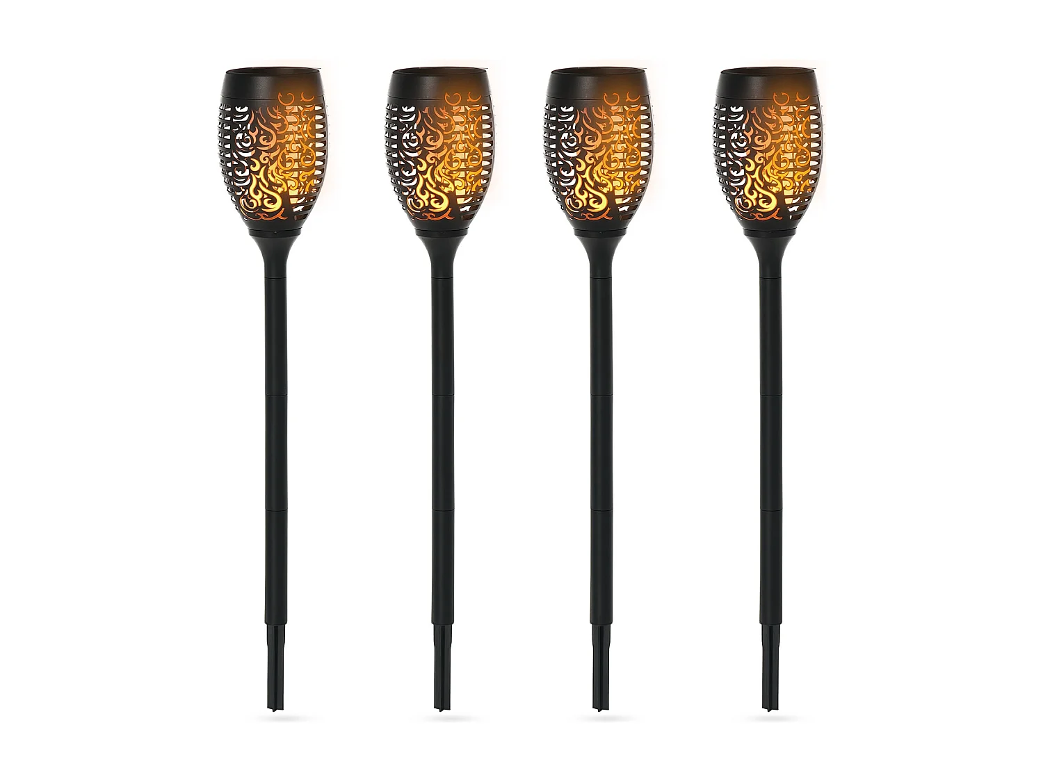 Set 4 faretti da esterno led a energia solare ø12x72 cm nero