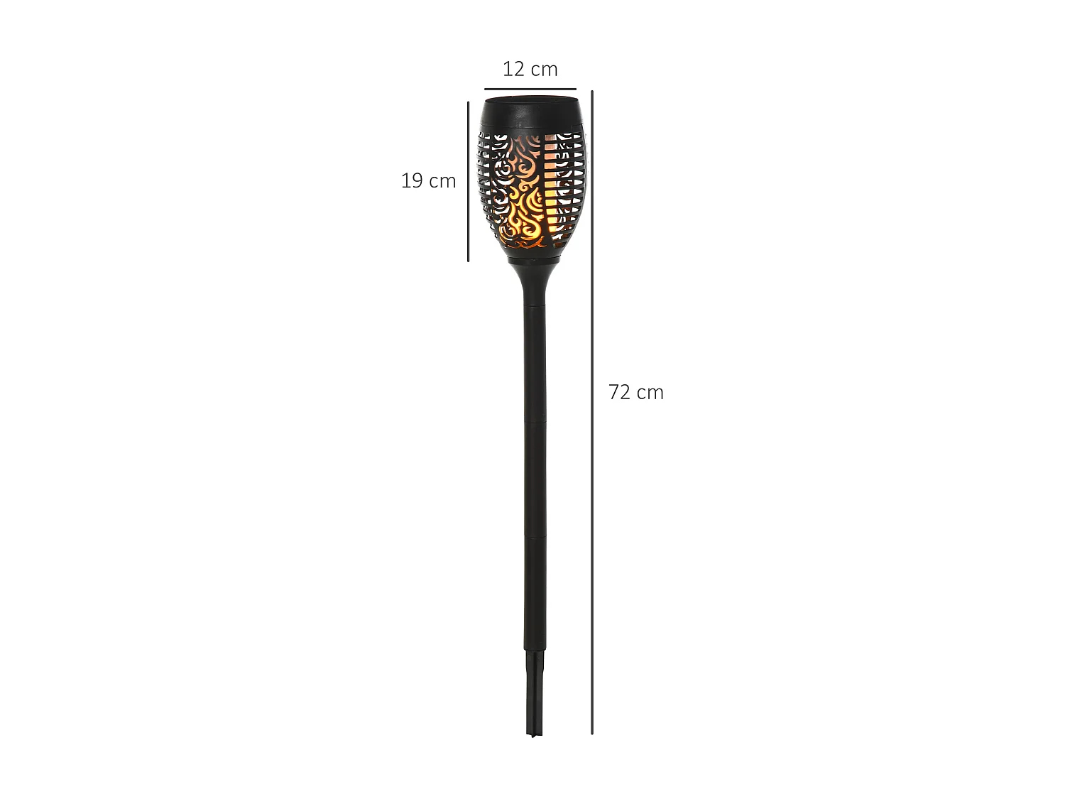 Set 4 faretti da esterno led a energia solare ø12x72 cm nero