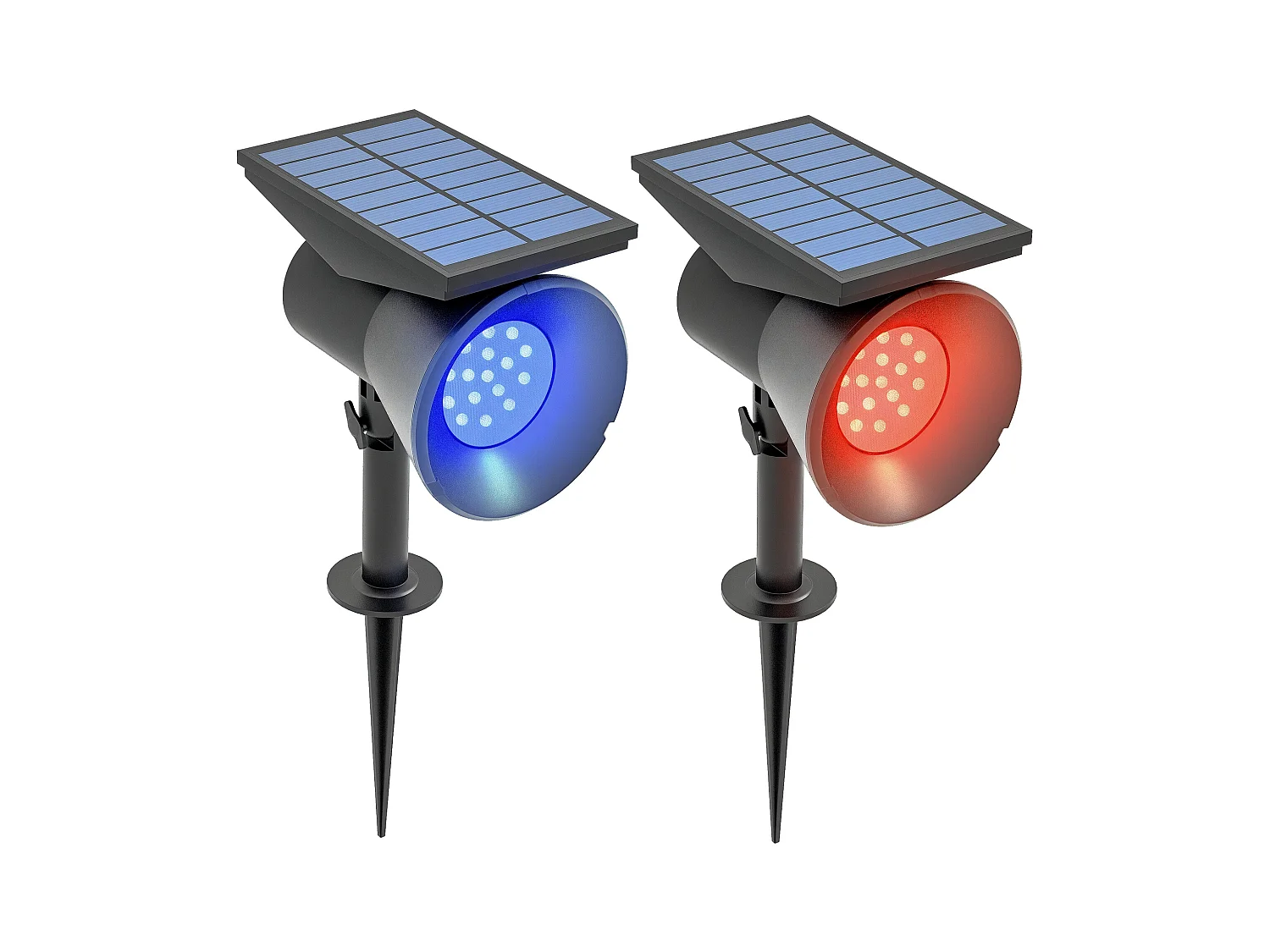 Set 2 luci da giardino solari rgb con 2 modalità di illuminazione nero