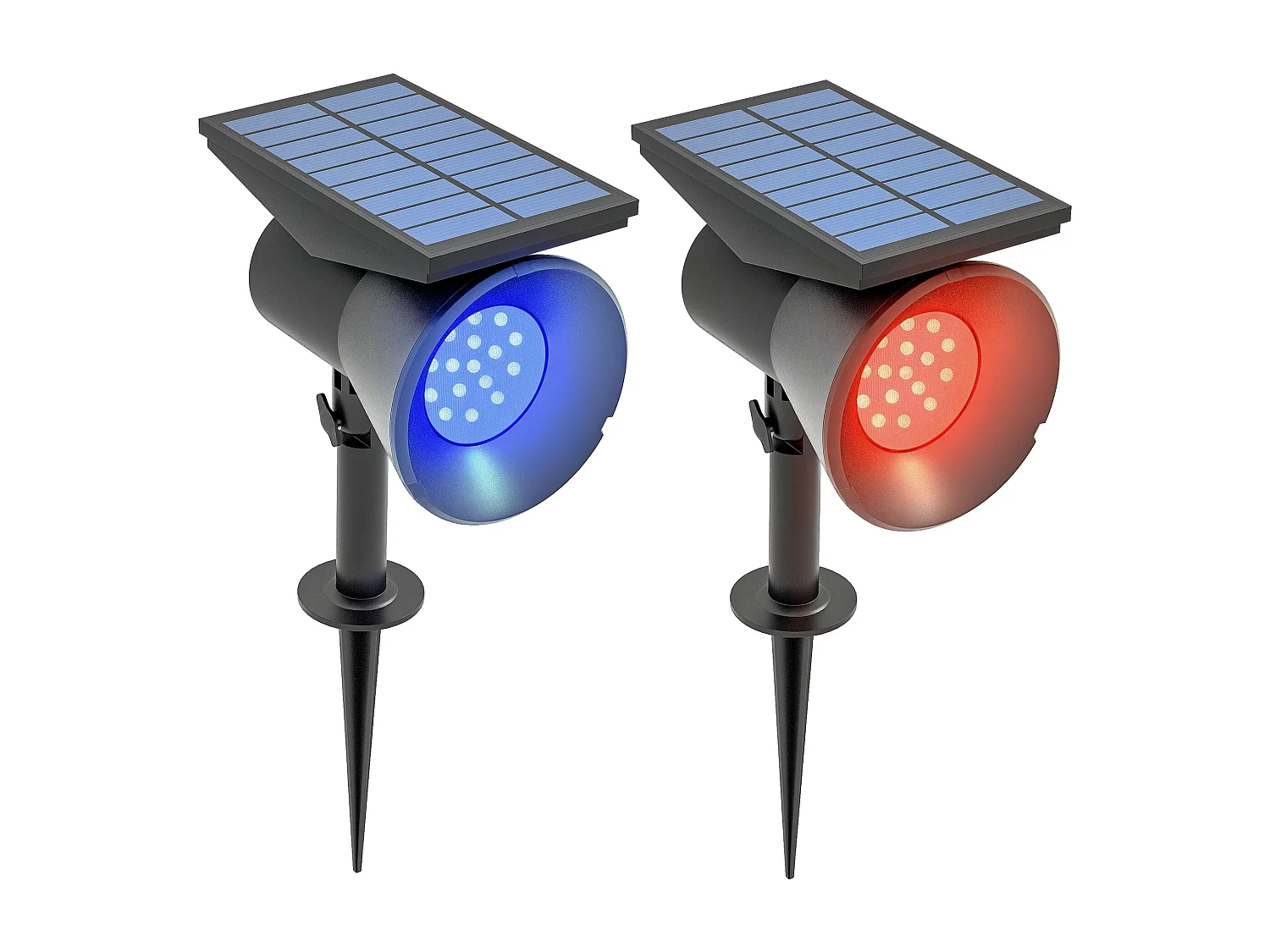 Set 2 luci da giardino solari rgb con 2 modalità di illuminazione nero