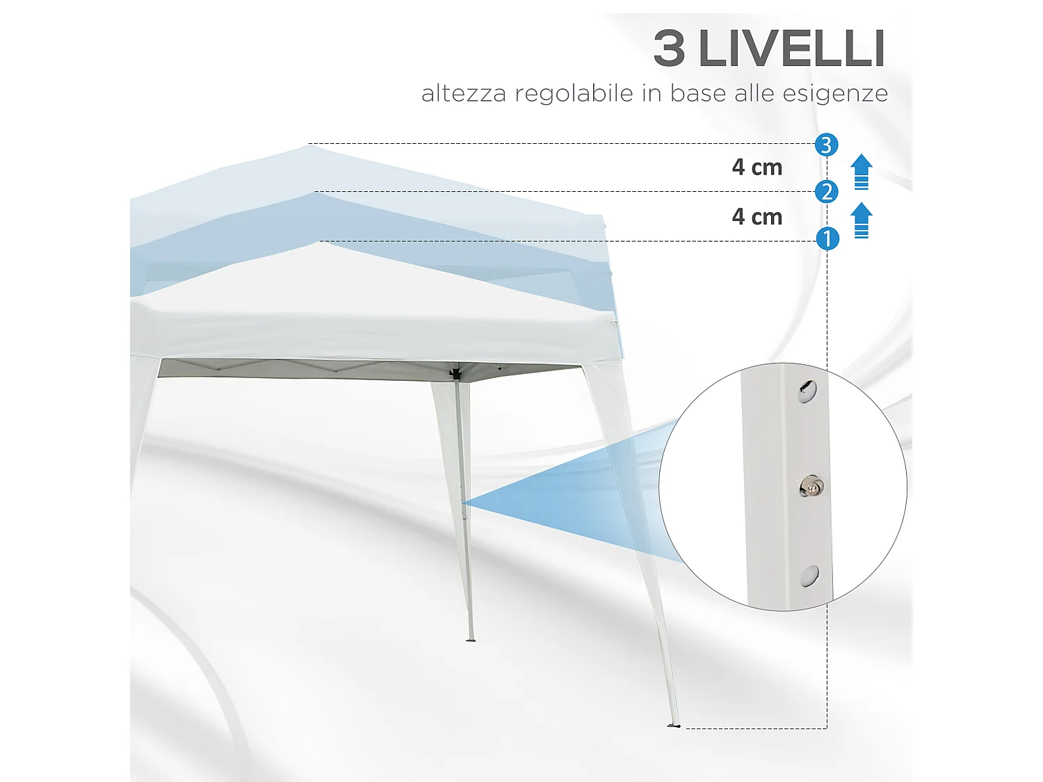 Gazebo pieghevole da giardino 2.4x2.4 m acciaio e poliestere