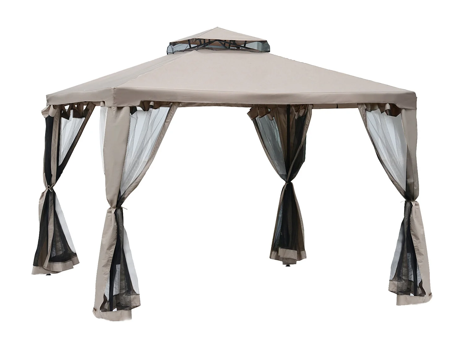 Gazebo da giardino 3x3m con zanzariera metallo e poliestere