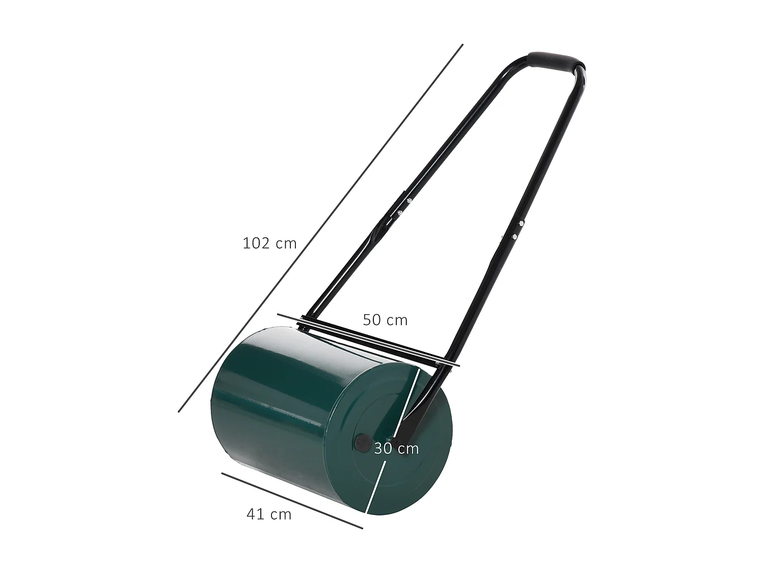 Rullo per prato da 30l di capacità in metallo verde scuro