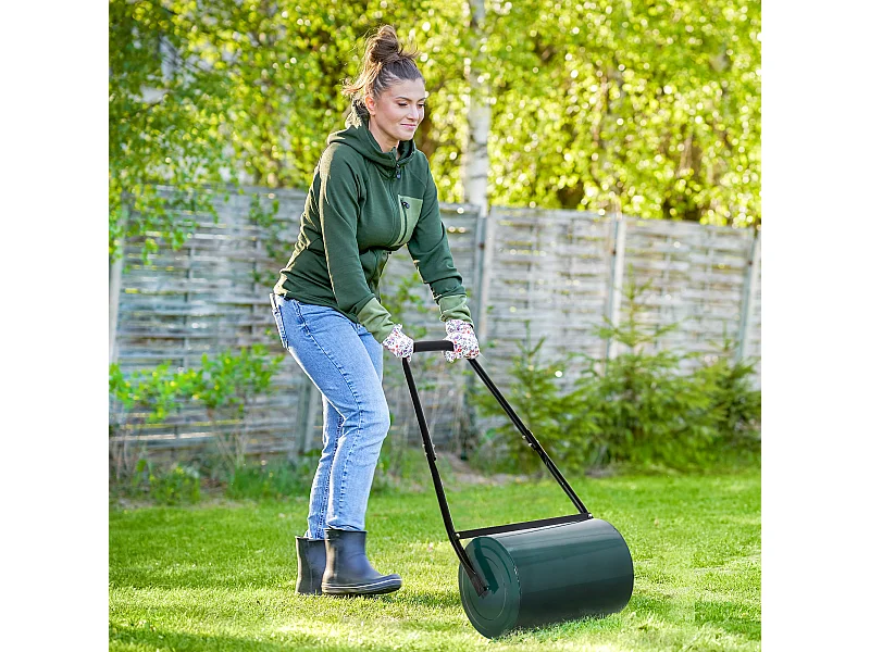 Rullo per prato da 30l di capacità in metallo verde scuro