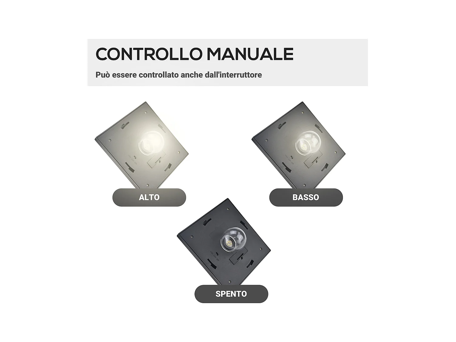 Lampione da giardino a energia solare con 3 luci led automatiche