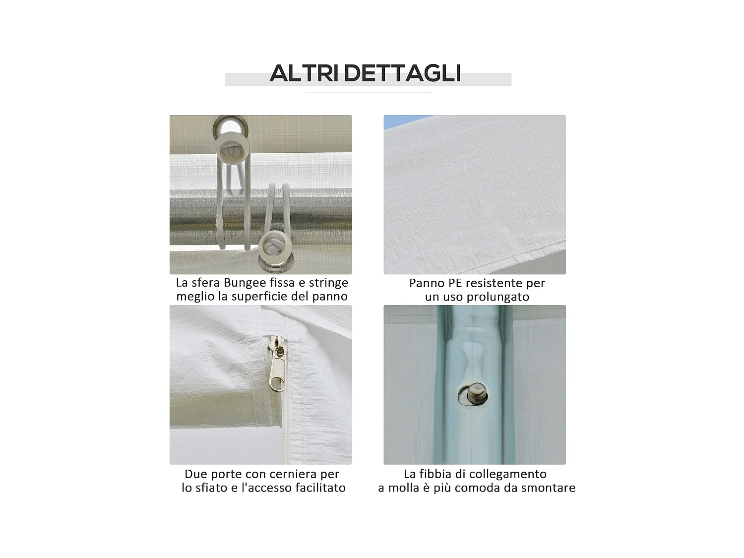 Gazebo da giardino con finestre e porte a cerniera 6x3m bianco