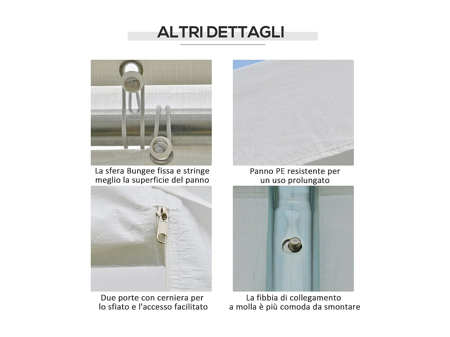 Gazebo da giardino con finestre e porte a cerniera 6x3m bianco