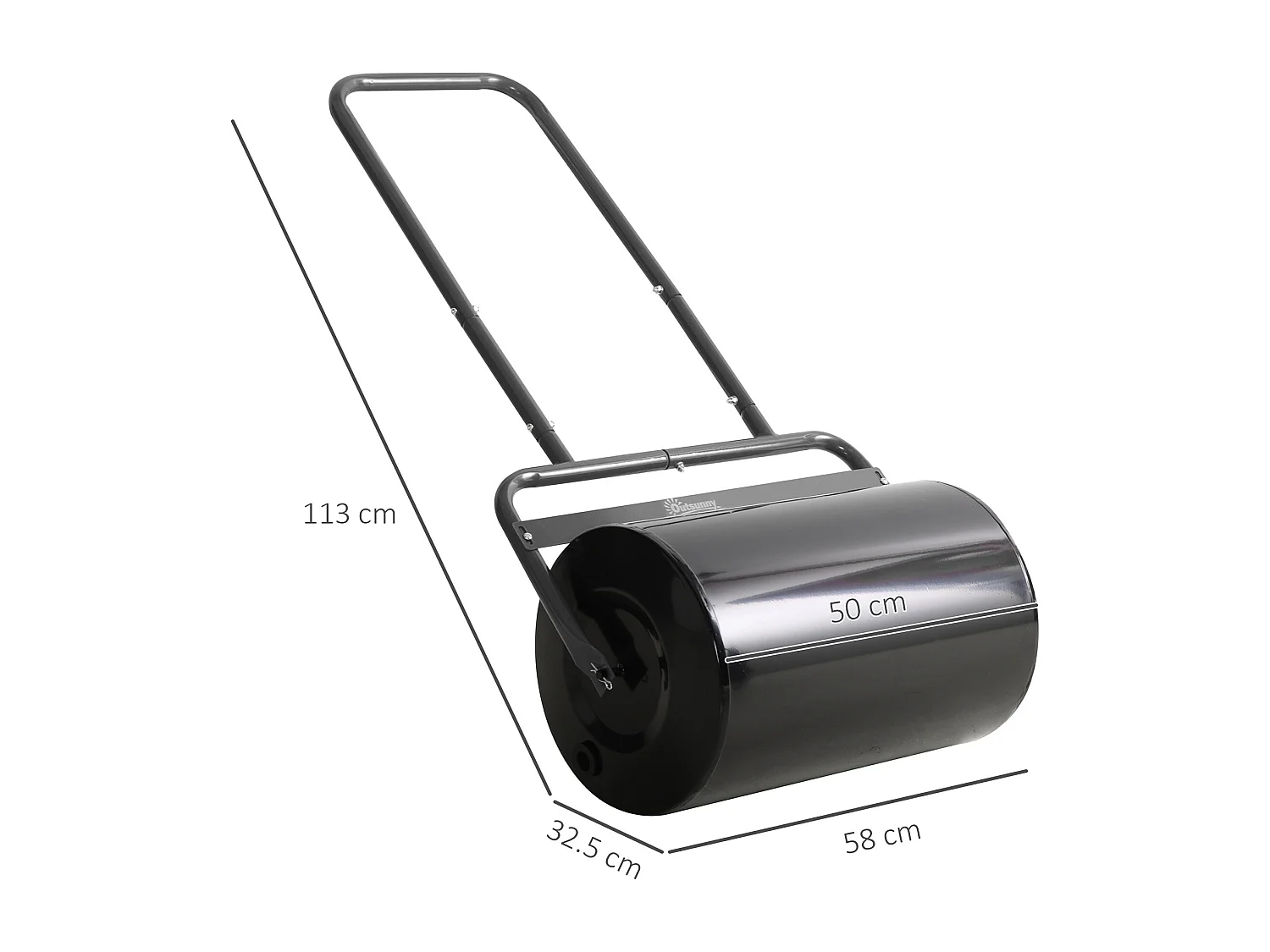 Rullo da giardino ø32x50 cm in metallo nero con serbatoio da 38l max