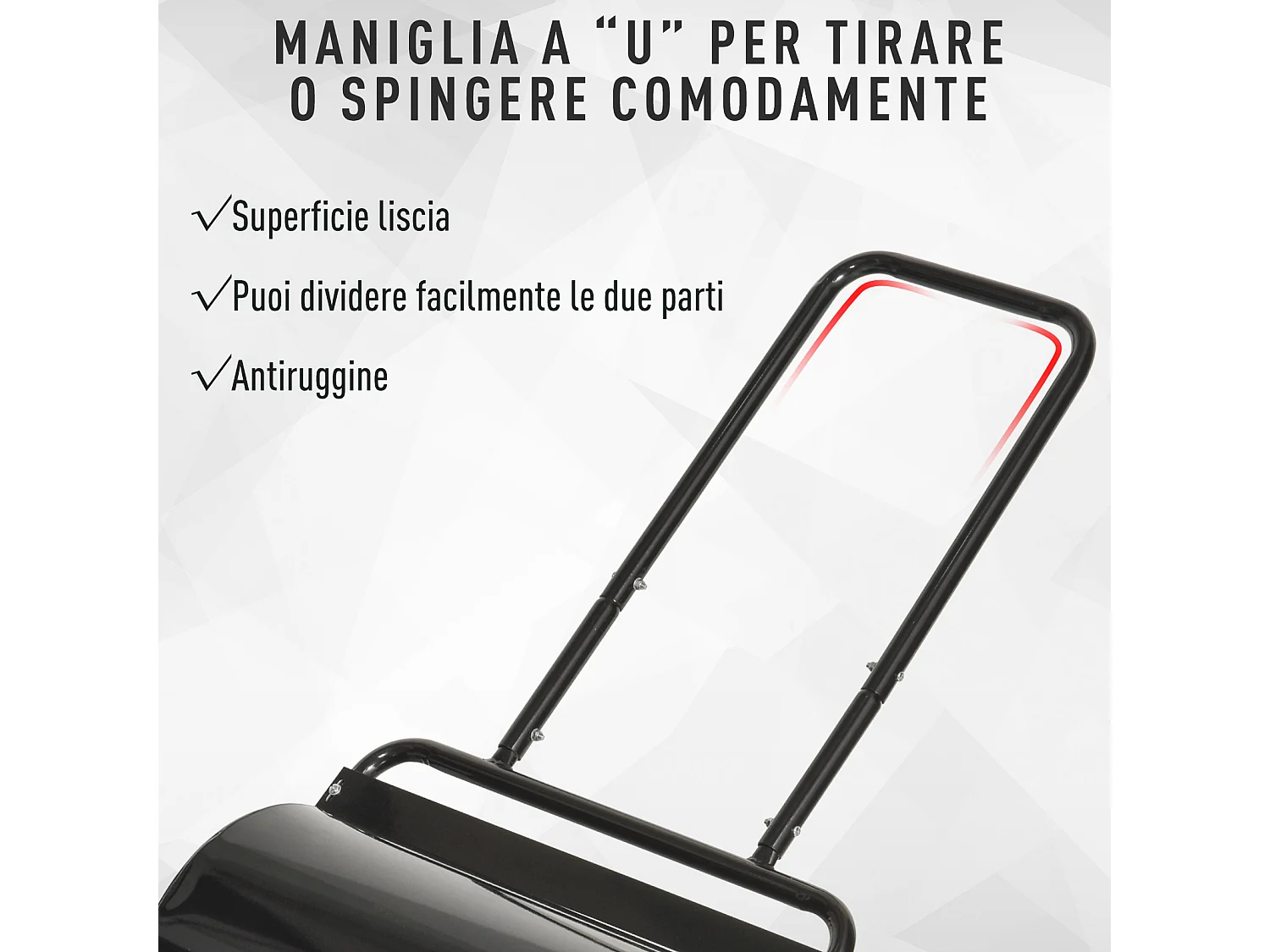 Rullo da giardino ø32x50 cm in metallo nero con serbatoio da 38l max