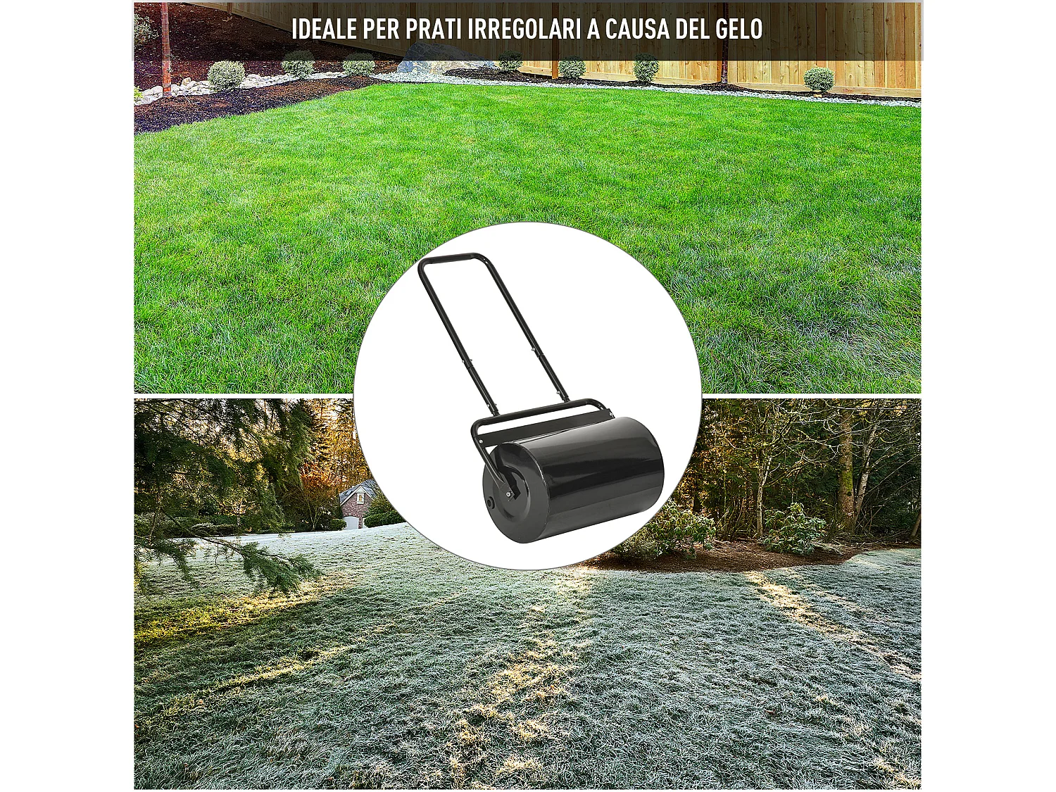 Rullo da giardino ø32x50 cm in metallo nero con serbatoio da 38l max