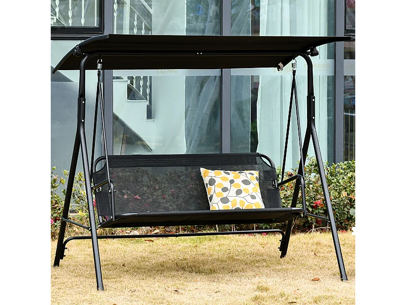 Dondolo da giardino 2 posti con tettuccio parasole regolabile