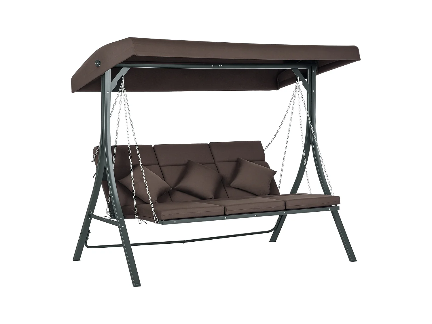 Dondolo da giardino 3 posti chaise longue con tettuccio marrone