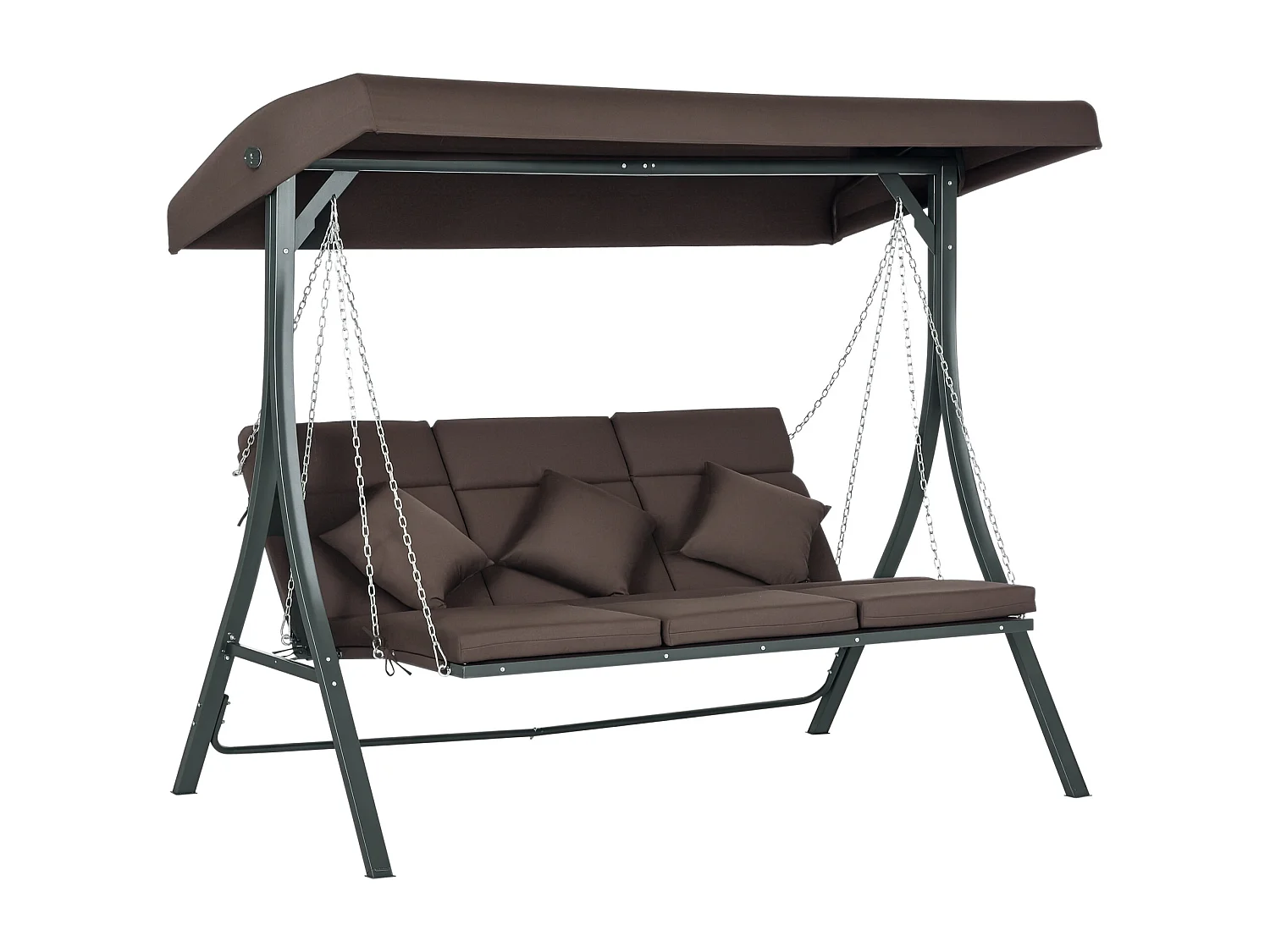 Dondolo da giardino 3 posti chaise longue con tettuccio marrone