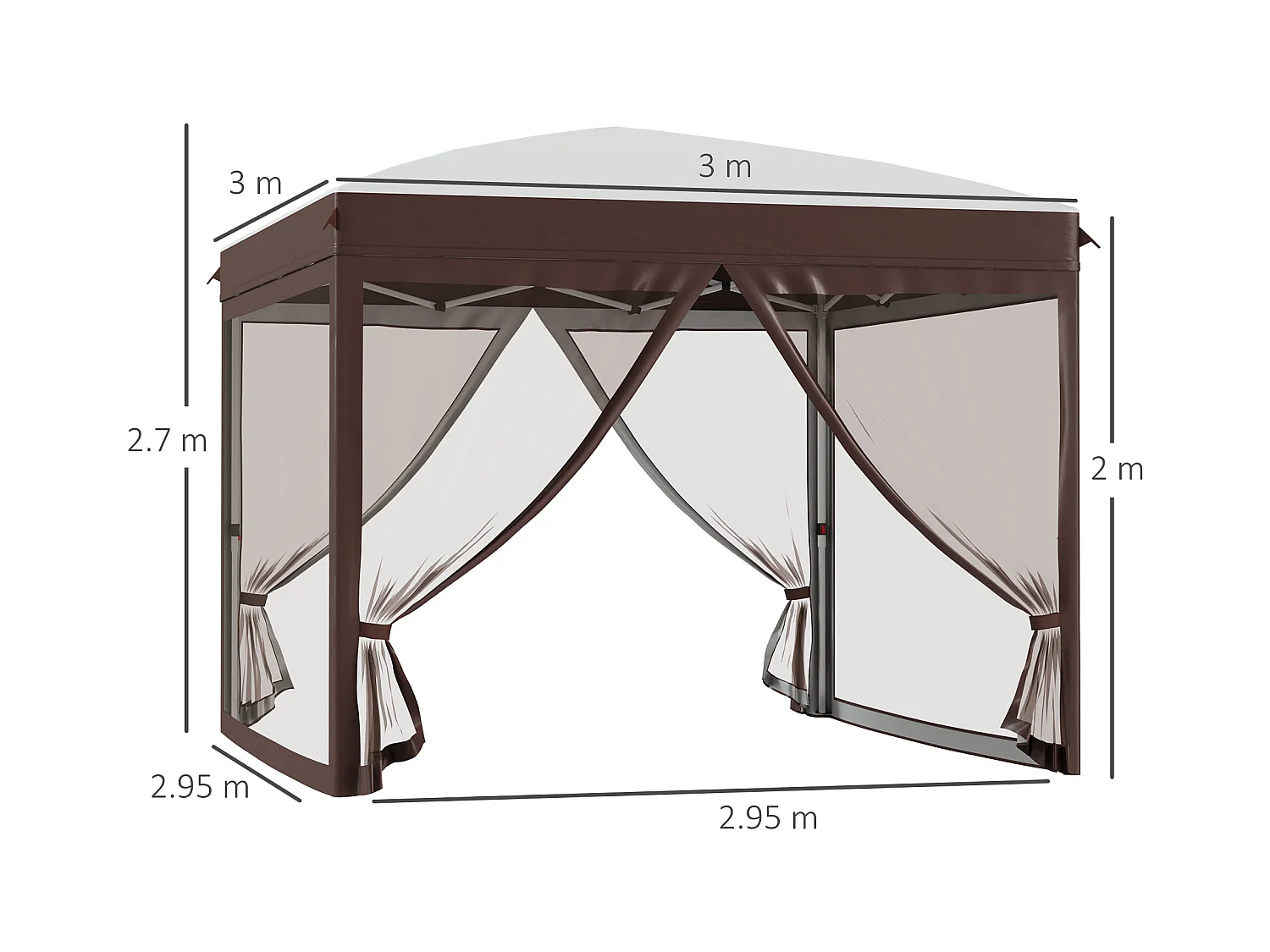 Gazebo da giardino con zanzariera 3x3 m bianco crema