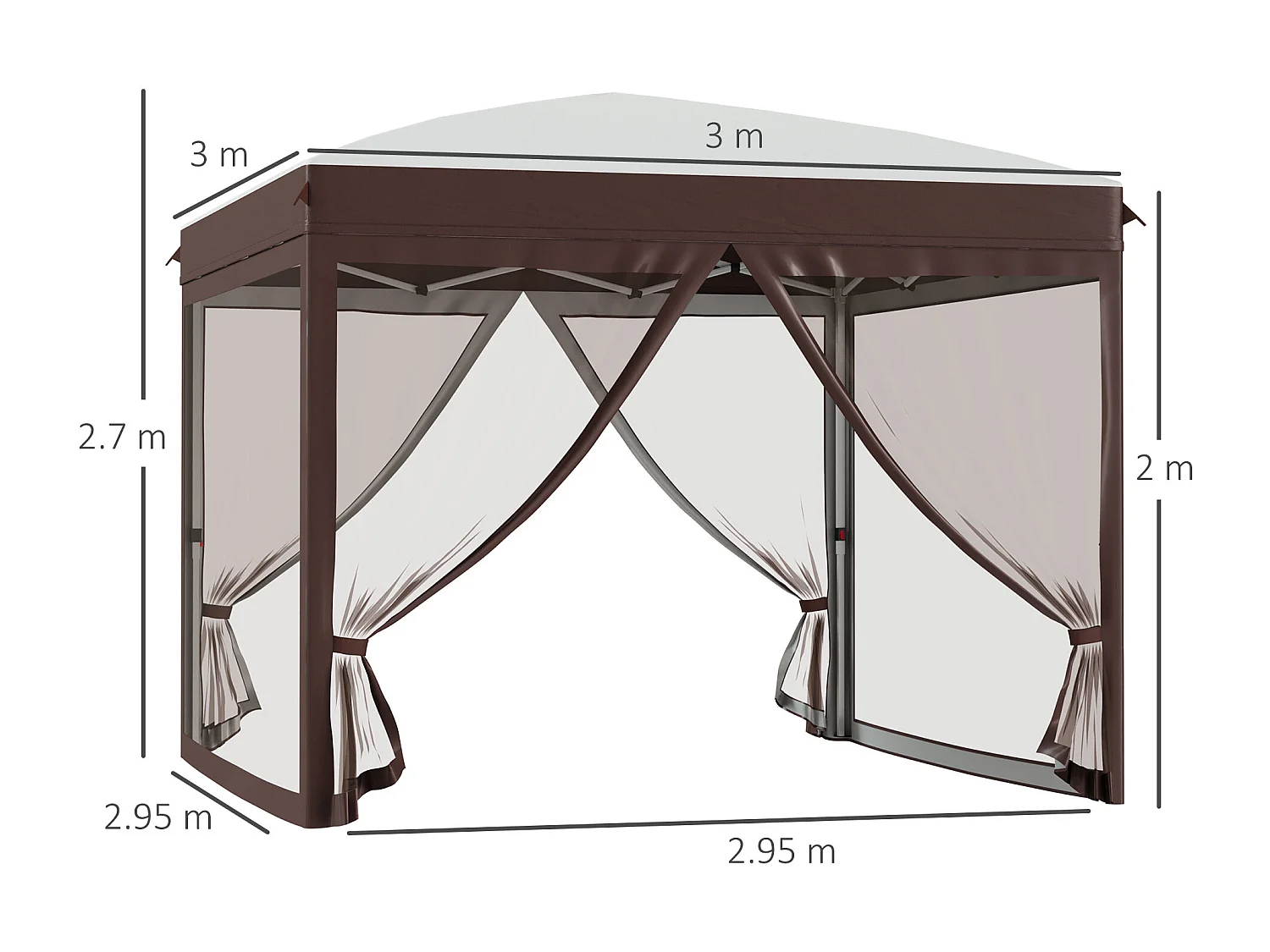 Gazebo da giardino con zanzariera 3x3 m bianco crema