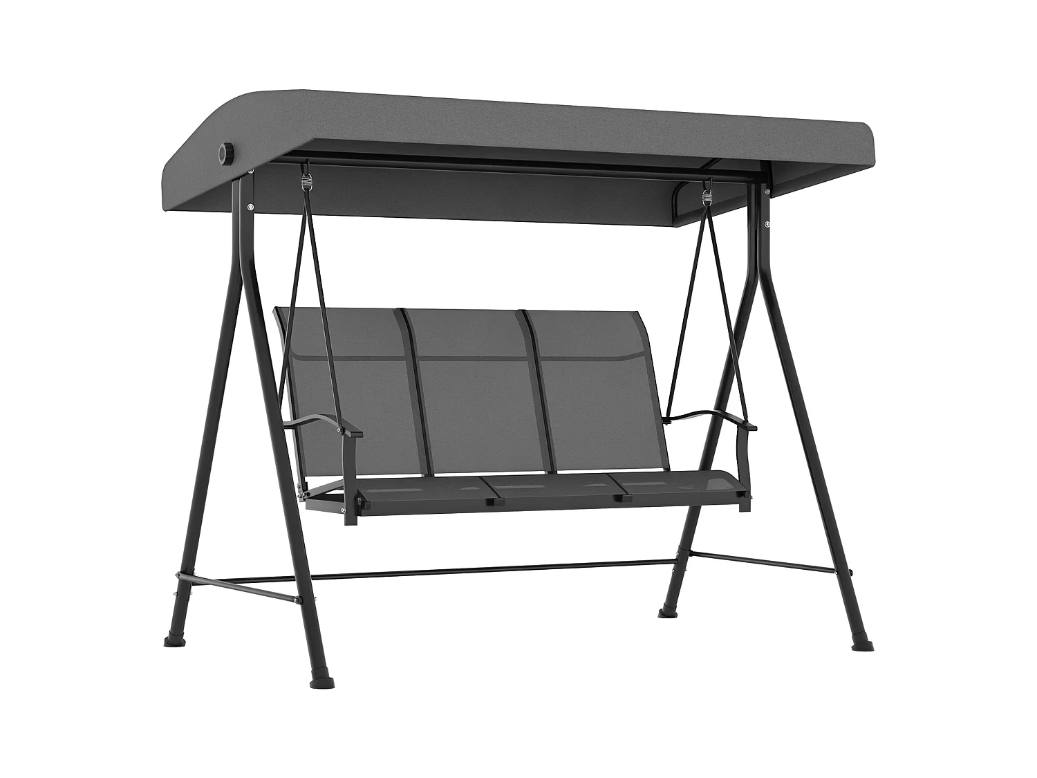 Dondolo da giardino 3 posti con tetto parasole regolabile grigio scuro