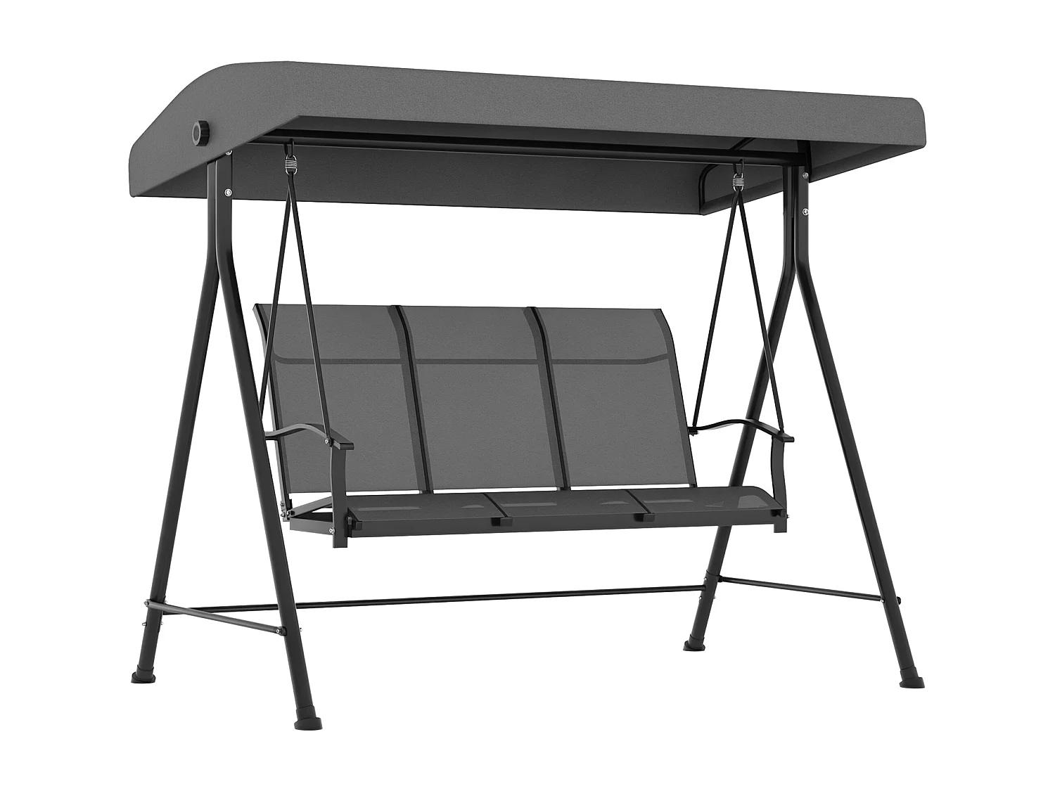 Dondolo da giardino 3 posti con tetto parasole regolabile grigio scuro