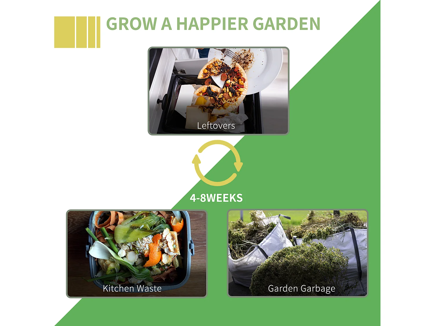 Compostiera da giardino 300l con coperchio a incastro nero