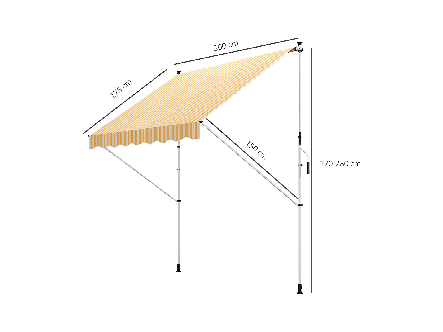 Tenda da sole telescopica a parete avvolgibile con manovella