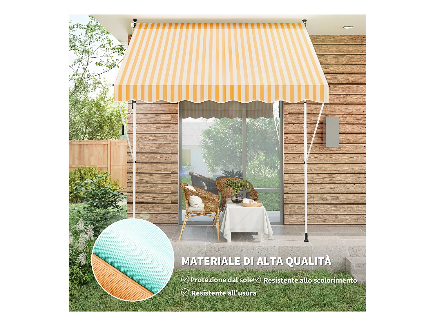 Tenda da sole telescopica a parete avvolgibile con manovella