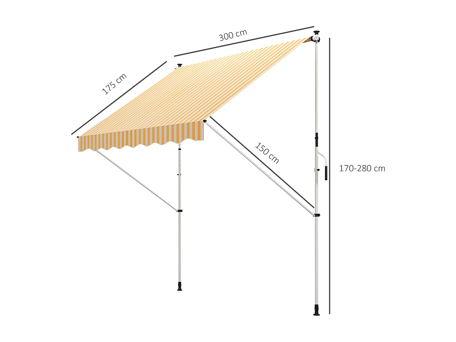 Tenda da sole telescopica a parete avvolgibile con manovella