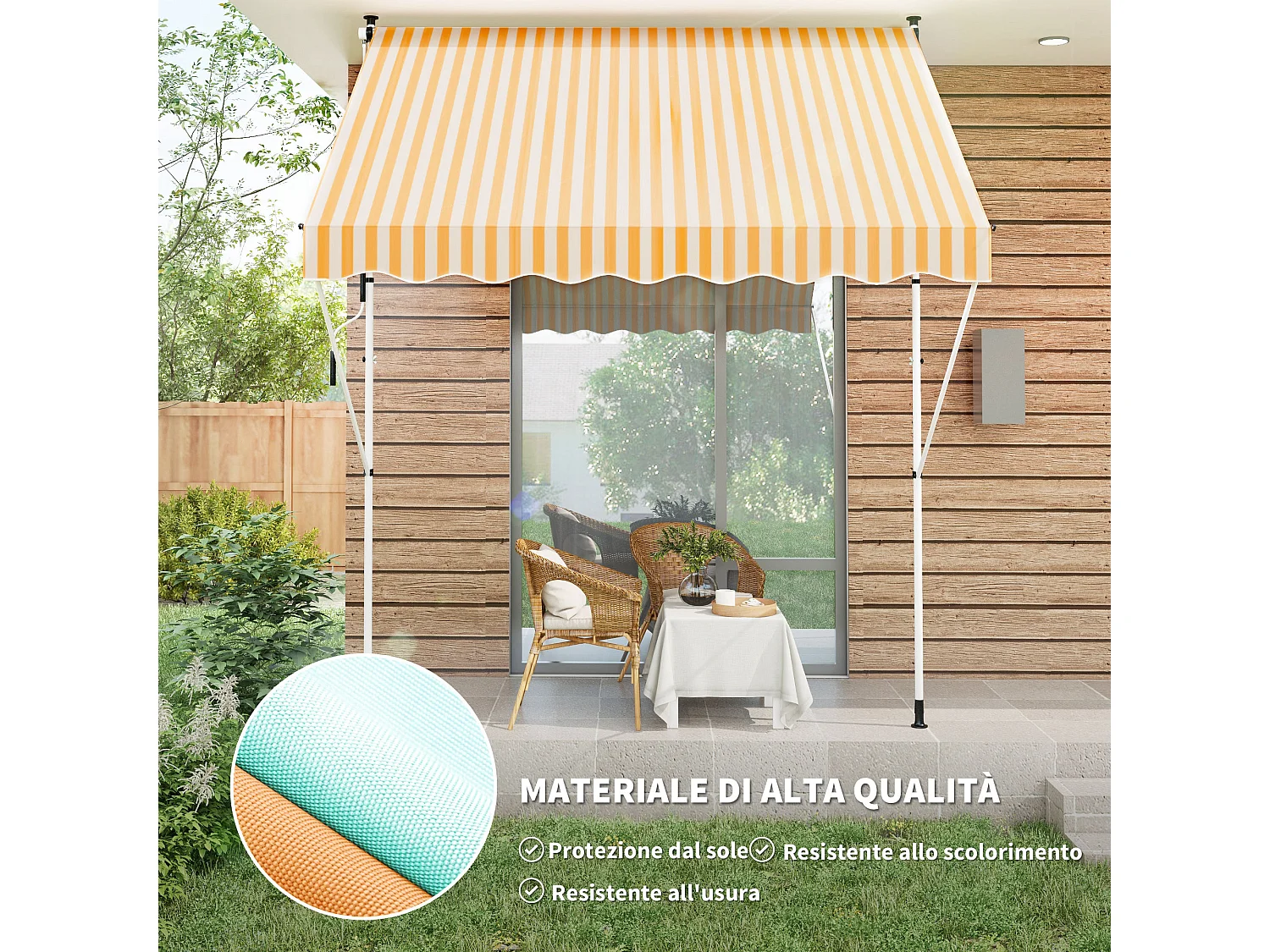 Tenda da sole telescopica a parete avvolgibile con manovella