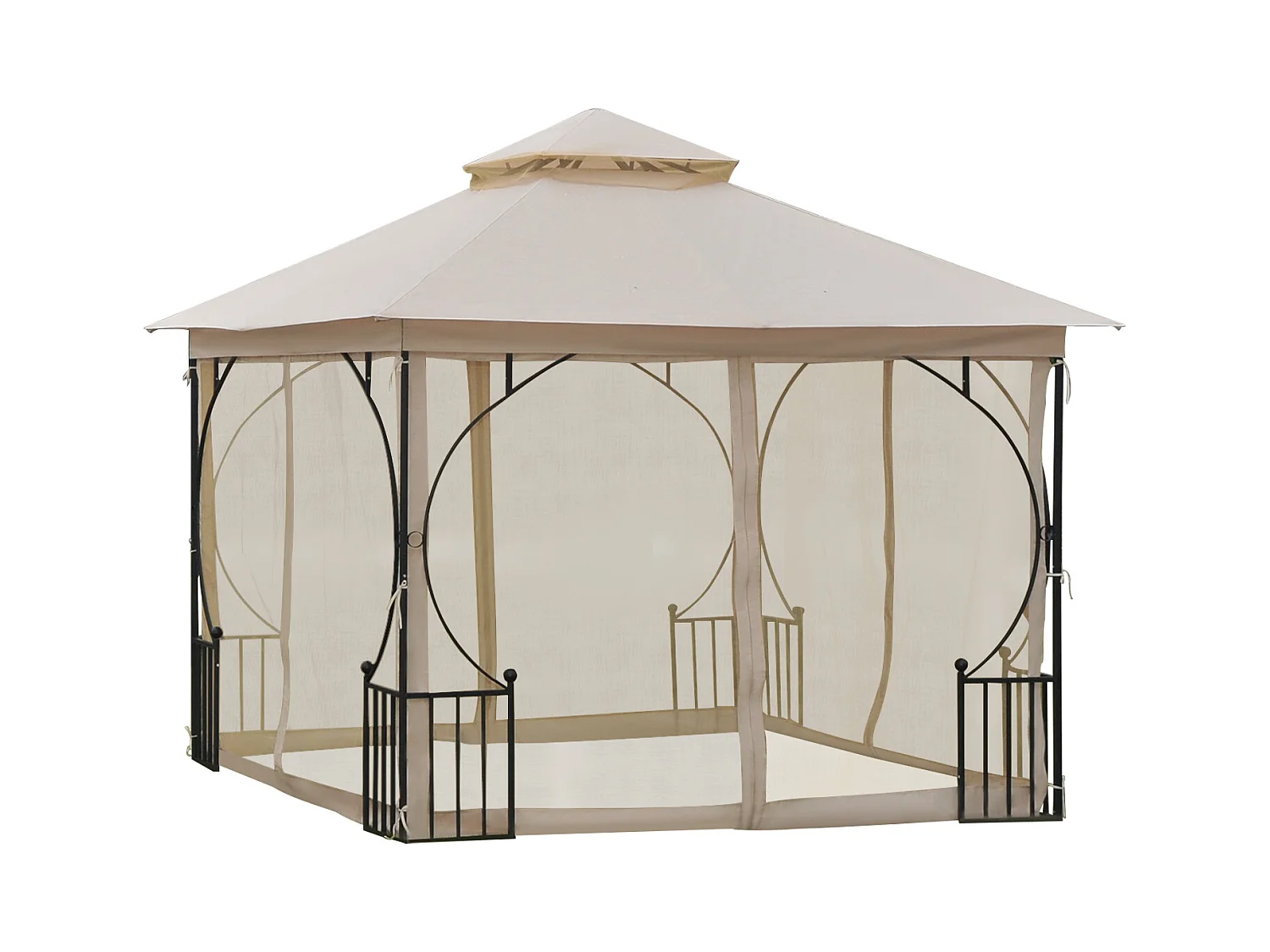 Gazebo da giardino 3x3m con zanzariere e tubi in metallo