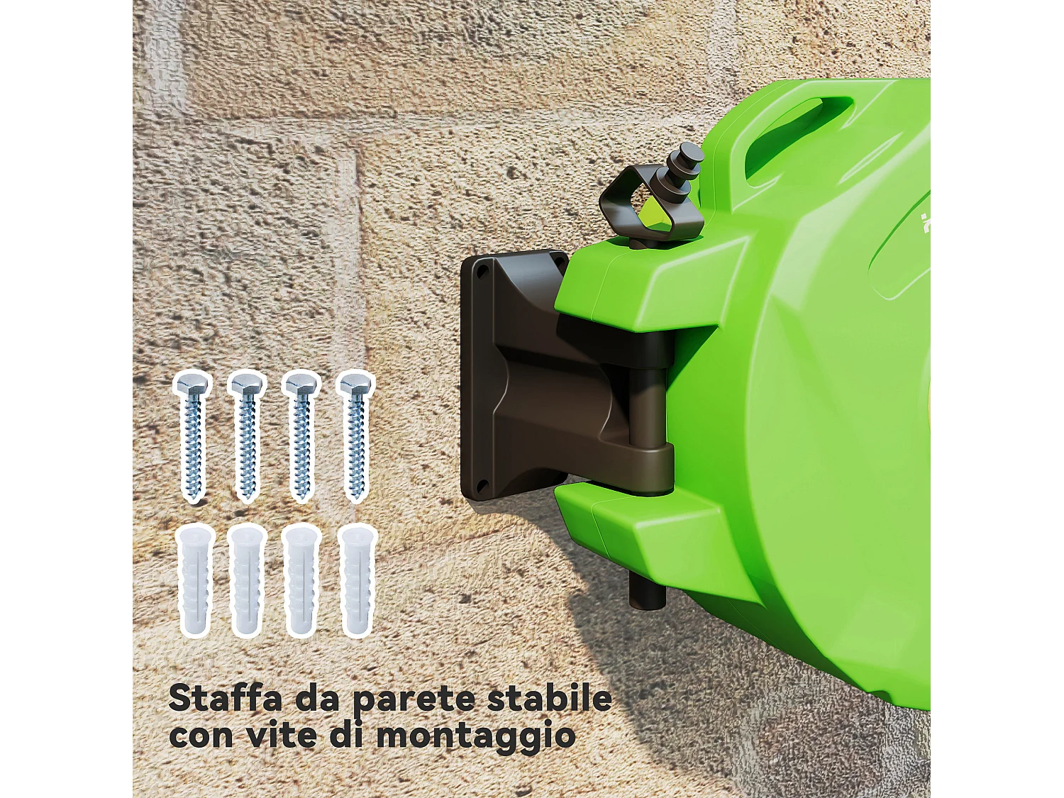 Rullo avvolgitubo a parete portatile con riavvolgimento automatico 15m