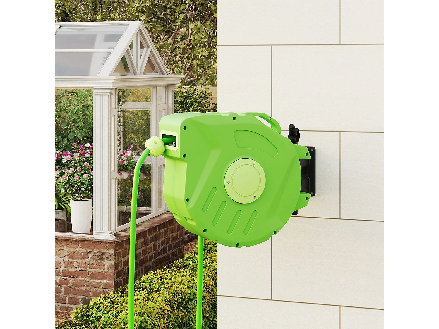 Rullo avvolgitubo a parete portatile con riavvolgimento automatico 15m