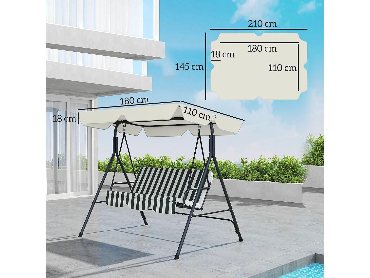 Tetto di ricambio per dondolo impermeabile in tessuto oxford crema