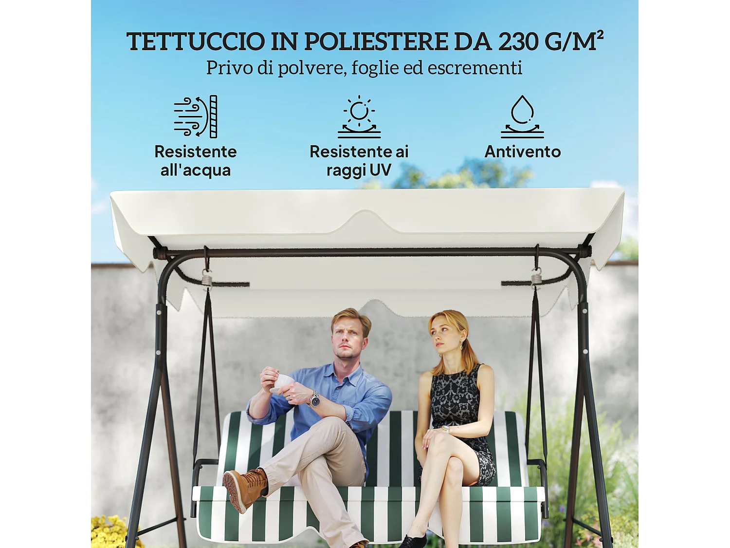 Tetto di ricambio per dondolo impermeabile in tessuto oxford crema