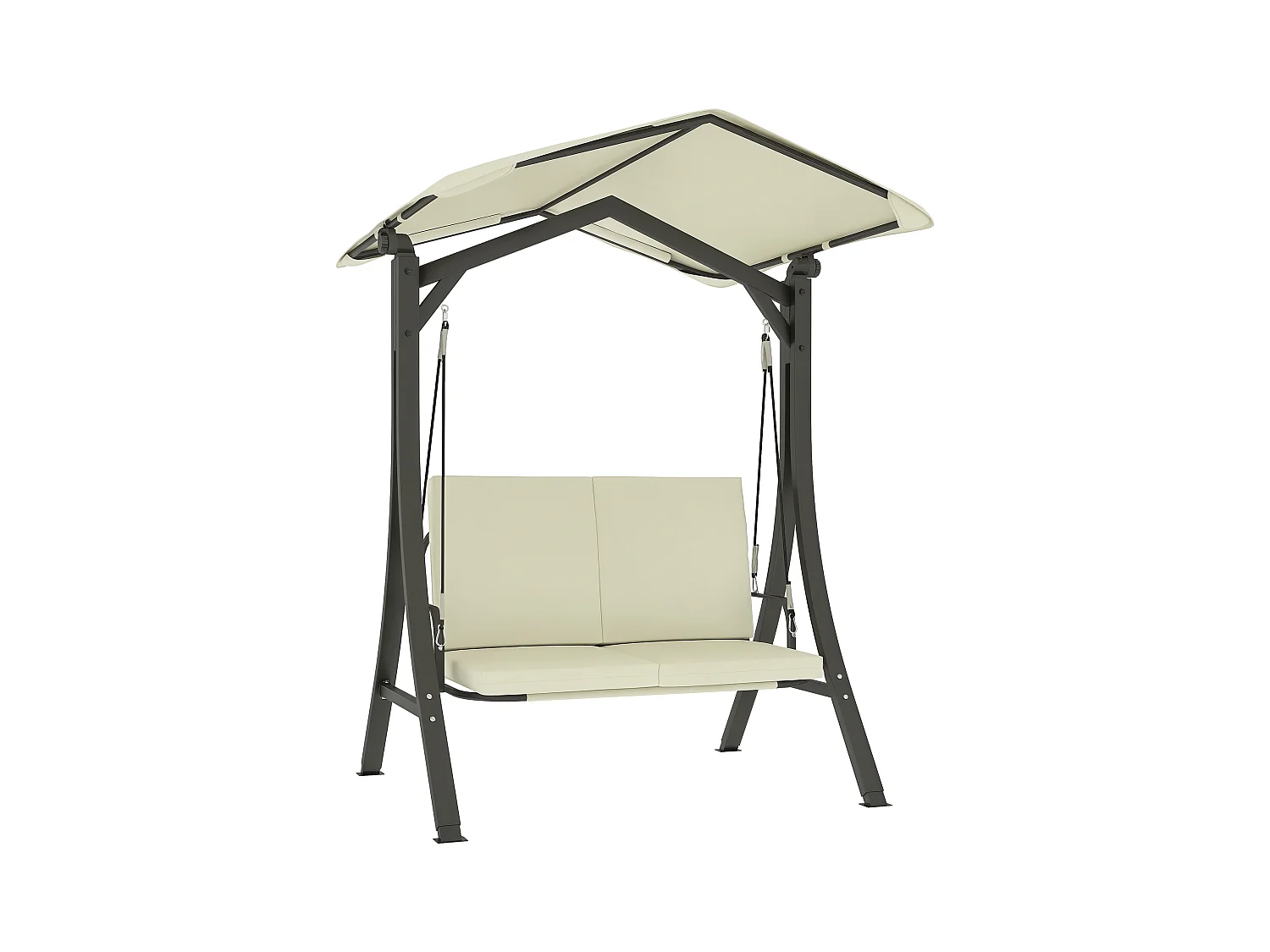 Dondolo da giardino 2 posti con tettuccio regolabile crema