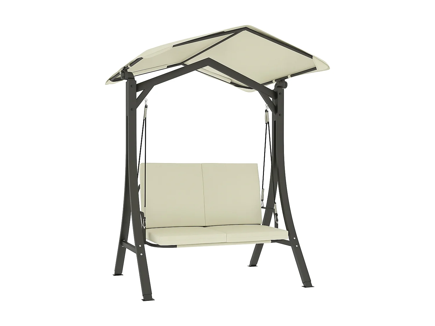 Dondolo da giardino 2 posti con tettuccio regolabile crema