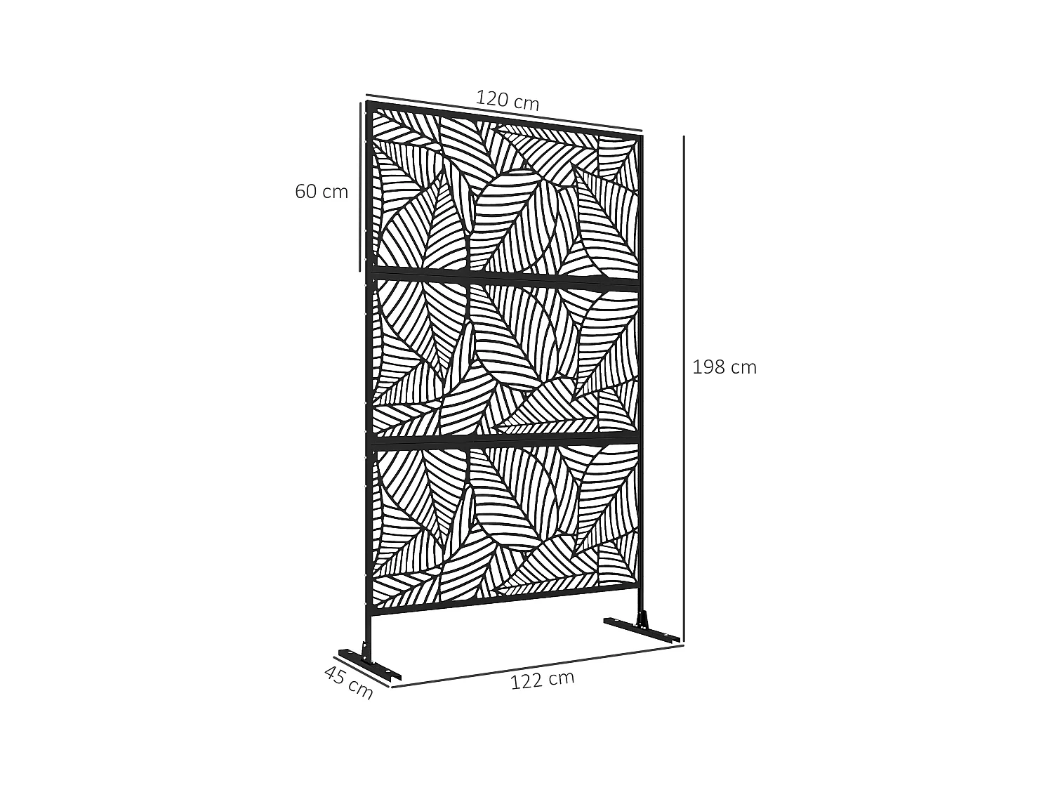 Separé da esterno e traliccio per piante a foglie in acciaio nero