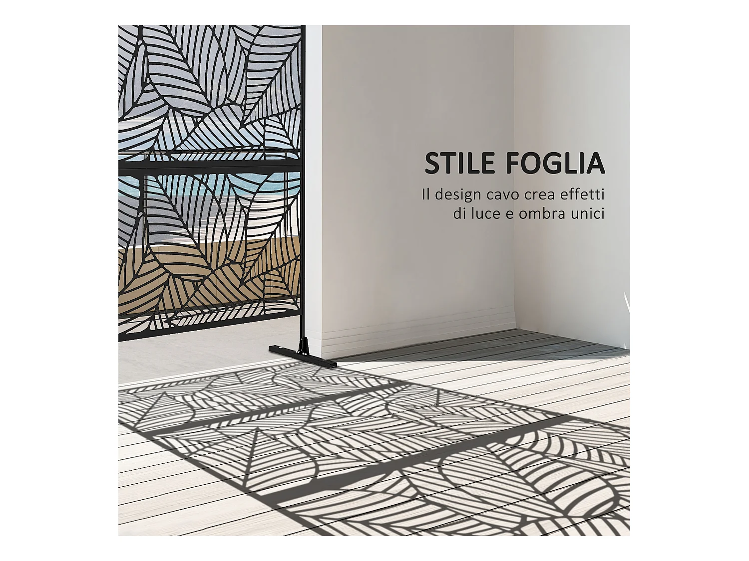 Separé da esterno e traliccio per piante a foglie in acciaio nero