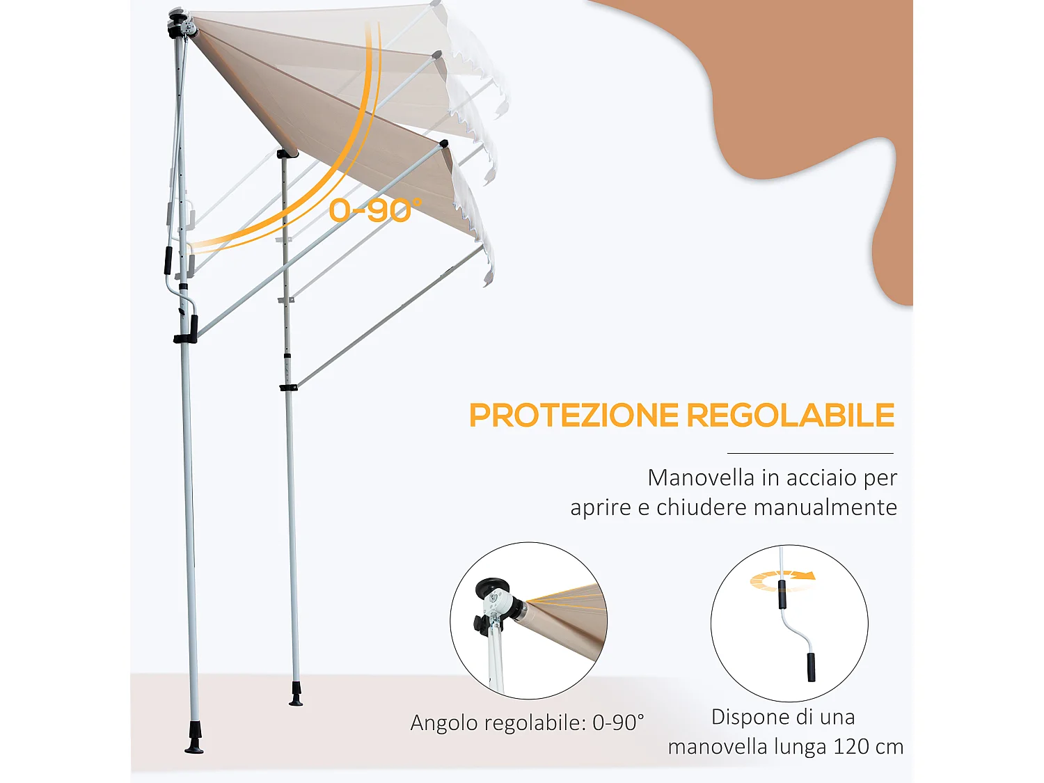 Copertura per gazebo 3x3 m in tessuto oxford 600d bianco crema