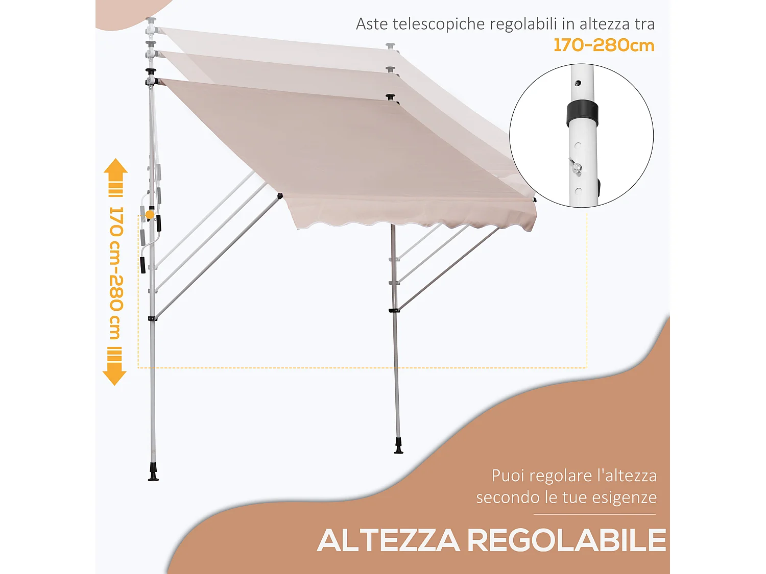 Copertura per gazebo 3x3 m in tessuto oxford 600d bianco crema