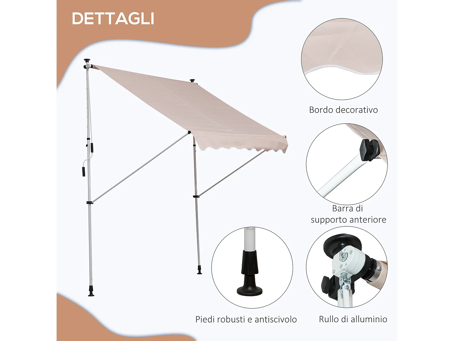 Copertura per gazebo 3x3 m in tessuto oxford 600d bianco crema