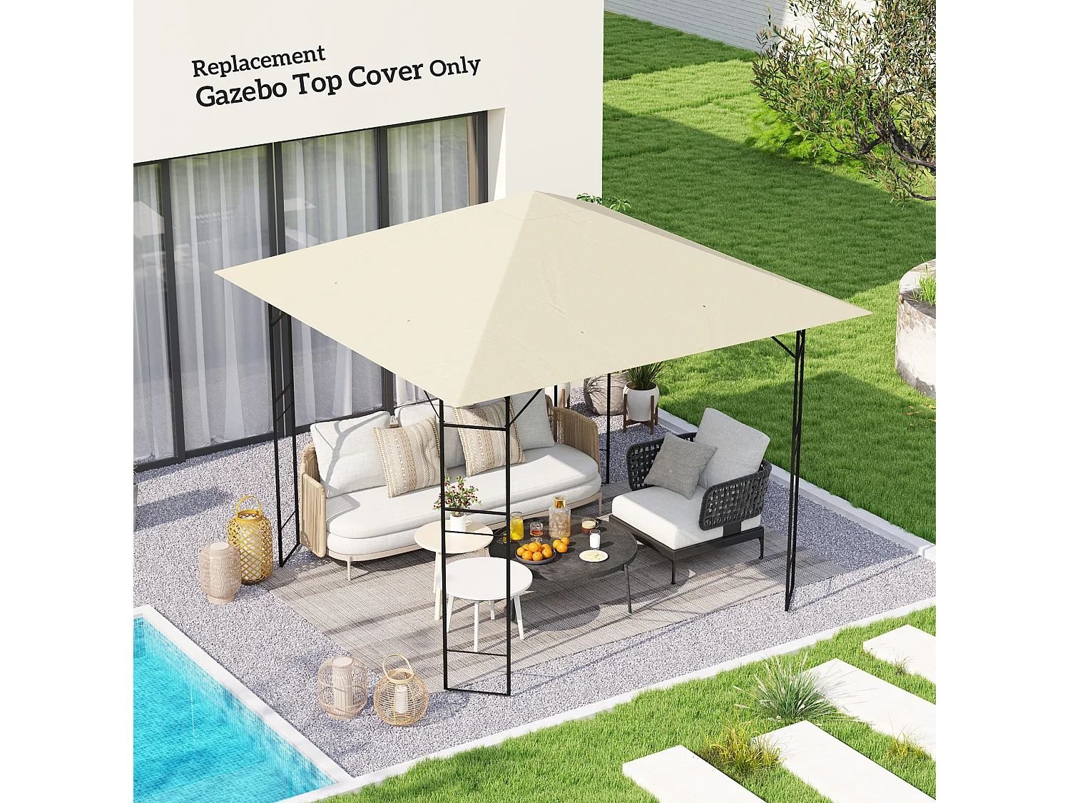 Copertura per gazebo 3x3 m in tessuto oxford 600d bianco crema