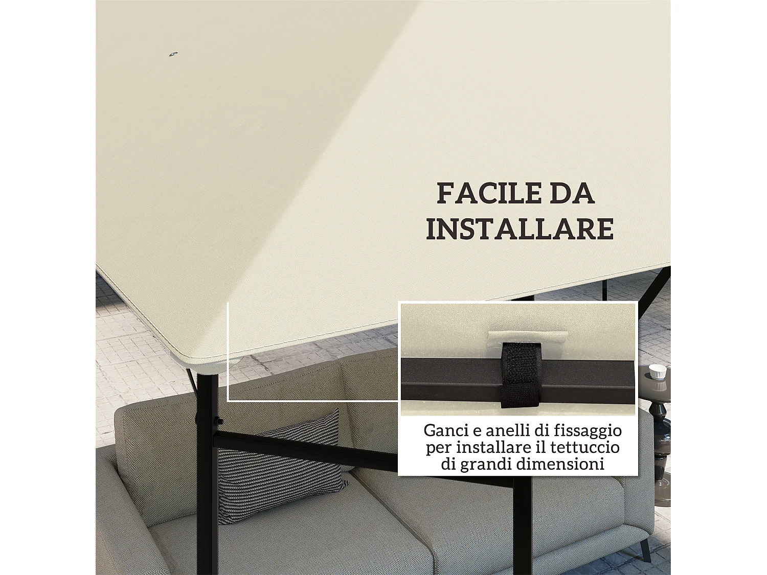 Copertura per gazebo 3x3 m in tessuto oxford 600d bianco crema