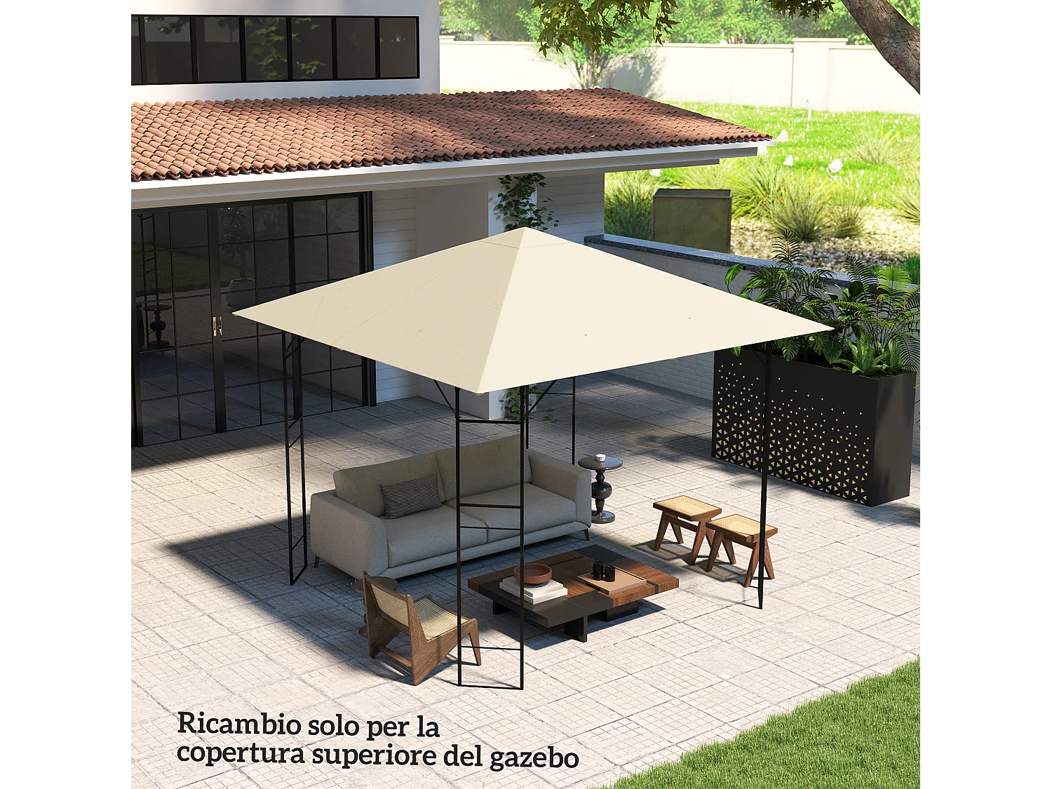 Copertura per gazebo 3x3 m in tessuto oxford 600d bianco crema