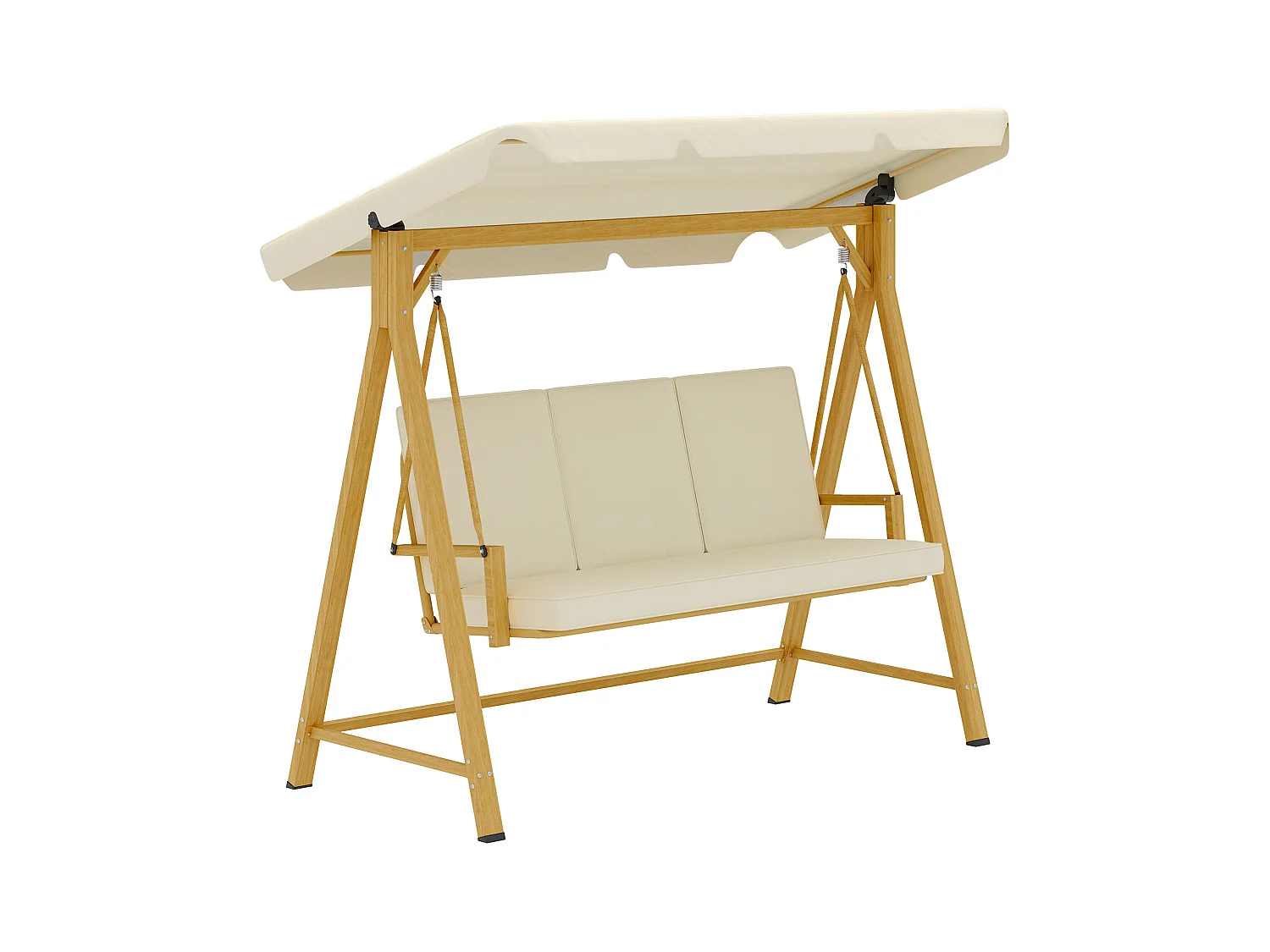 Dondolo da giardino 3 posti con tettuccio e cuscini beige