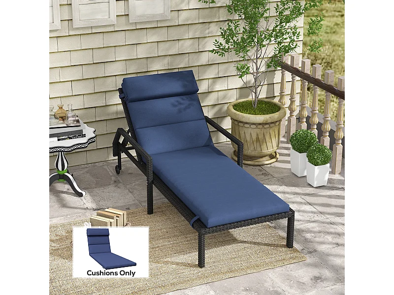 Cuscino per lettino prendisole imbottito con lacci, blu scuro