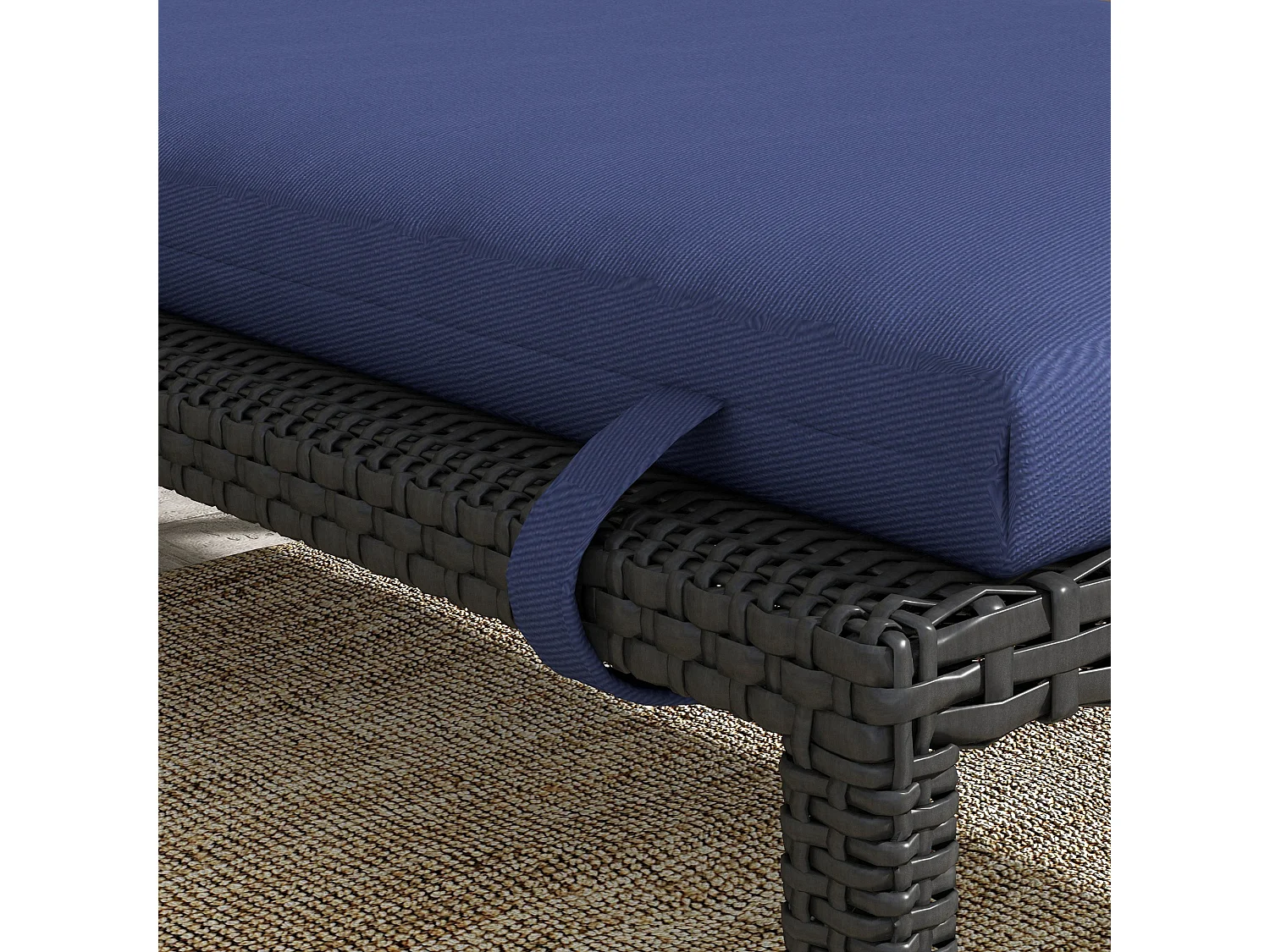 Cuscino per lettino prendisole imbottito con lacci, blu scuro