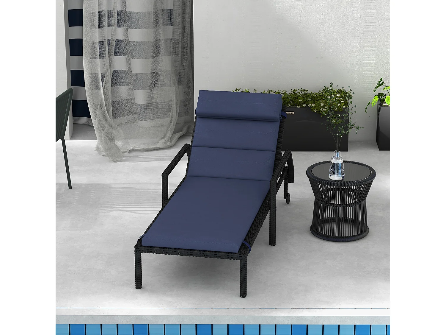 Cuscino per lettino prendisole imbottito con lacci, blu scuro