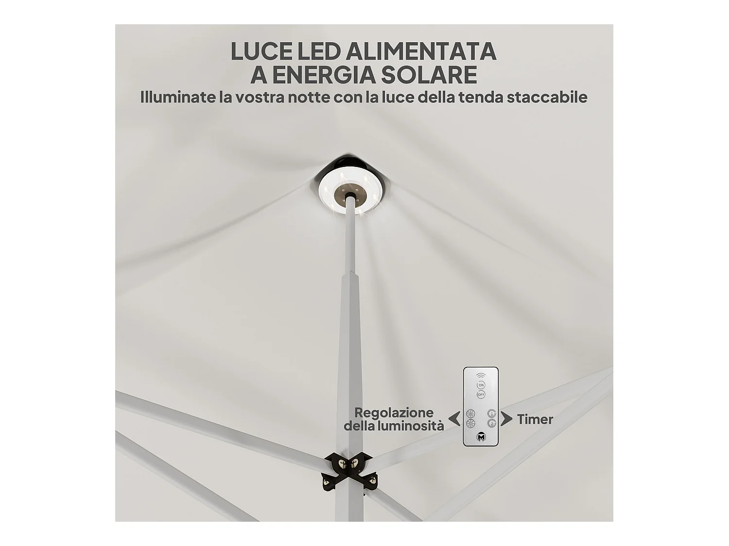 Gazebo da giardino pop up 3x3 m con luci led solari bianco