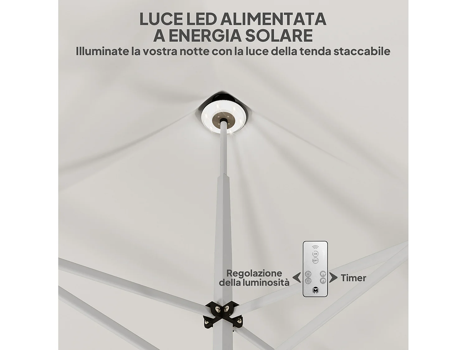 Gazebo da giardino pop up 3x3 m con luci led solari bianco