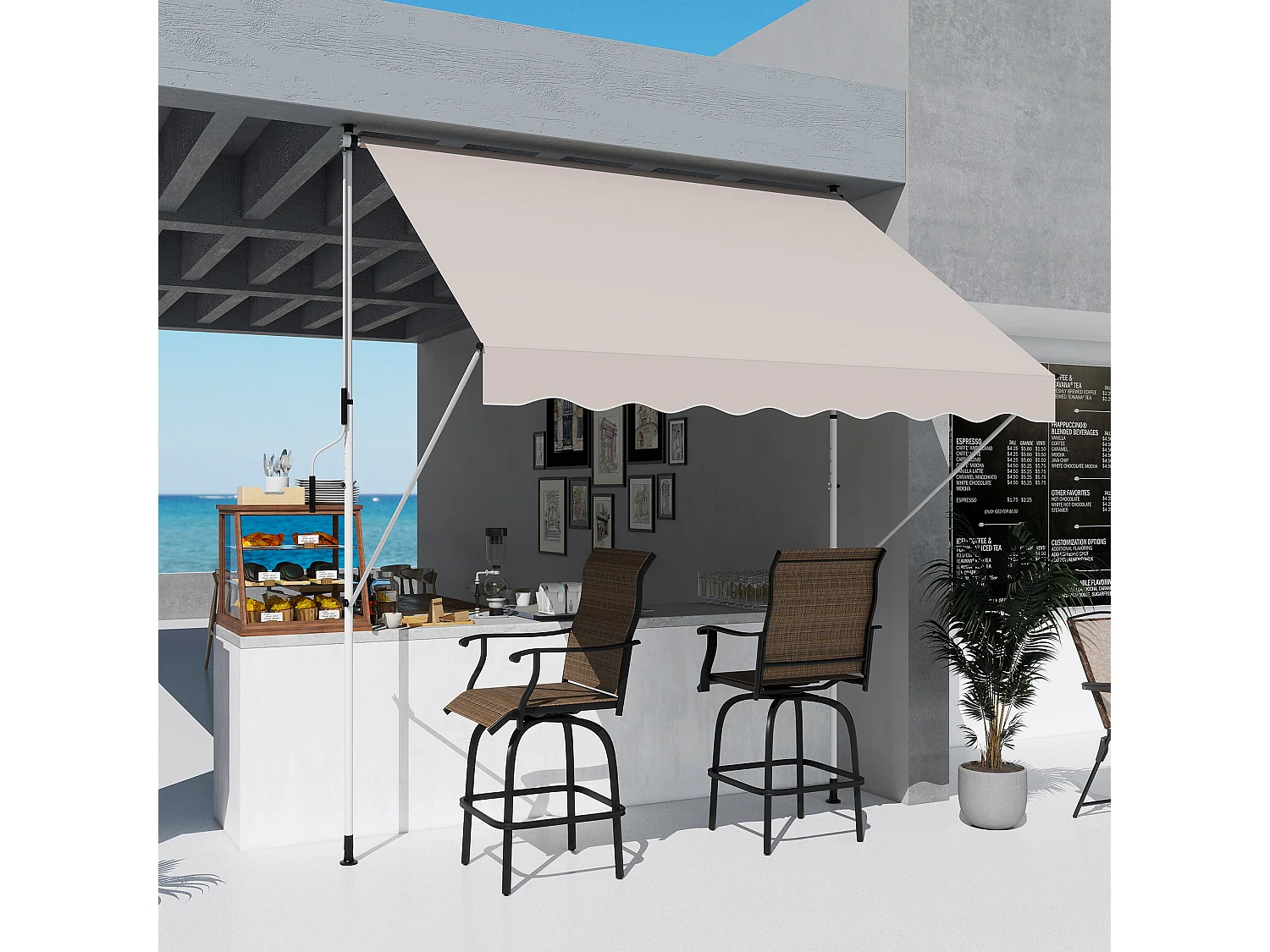 Tenda da sole con manovella altezza e angolazione regolabile