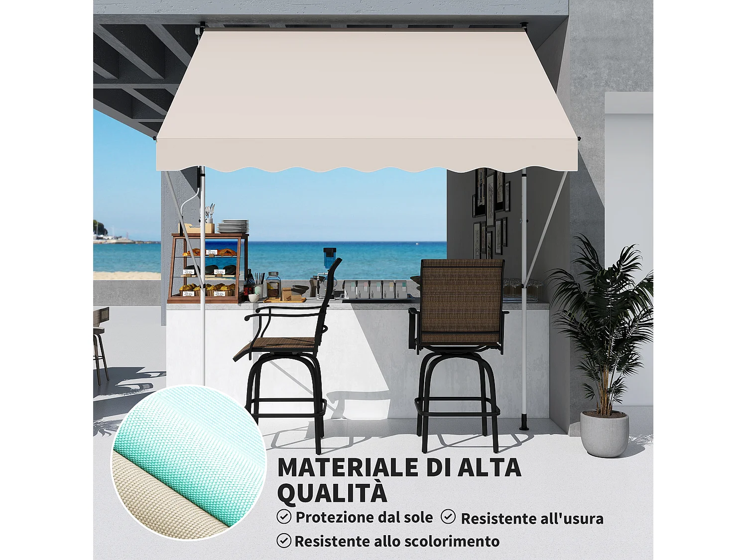 Tenda da sole con manovella altezza e angolazione regolabile