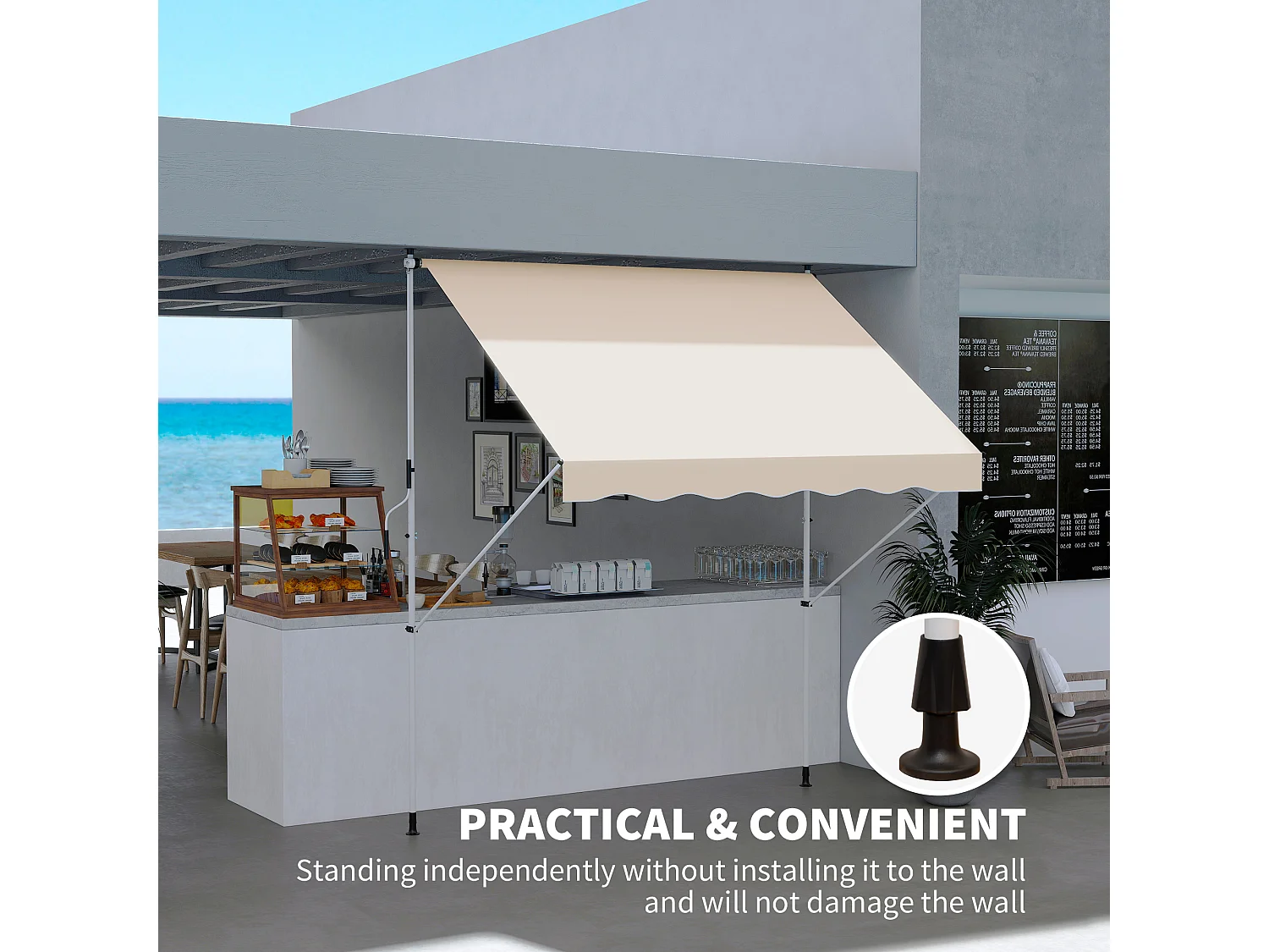 Tenda da sole con manovella altezza e angolazione regolabile